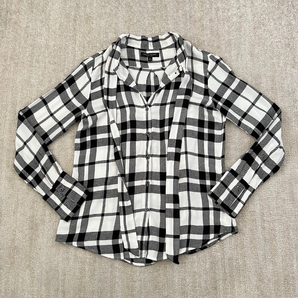 Banana Republic Dillon Plaid Button Down Blouse Shirt Top S